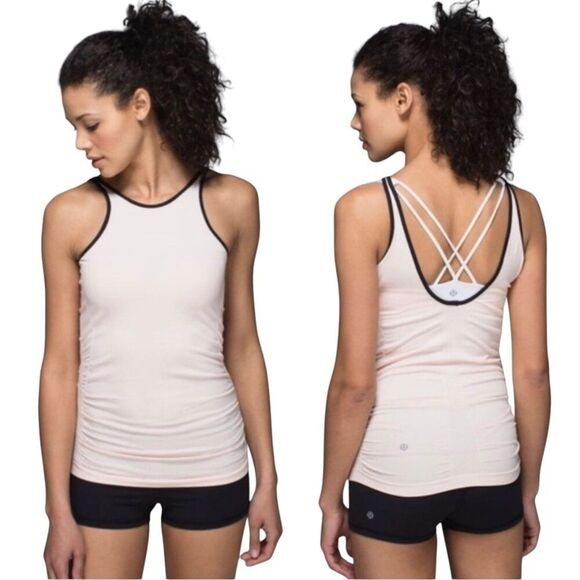 Lululemon Women's Size 10 In The Flow Tank Top Heathered Butter Pink Color - Picture 1 of 7